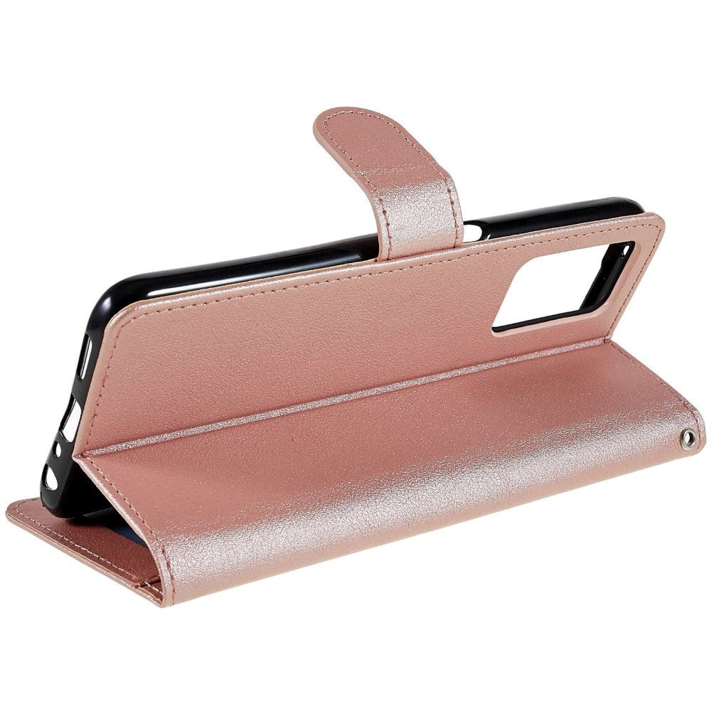 Oppo A76 / Realme 9i Læder Flip Cover m. Pung & Ståfunktion - Rose Gold