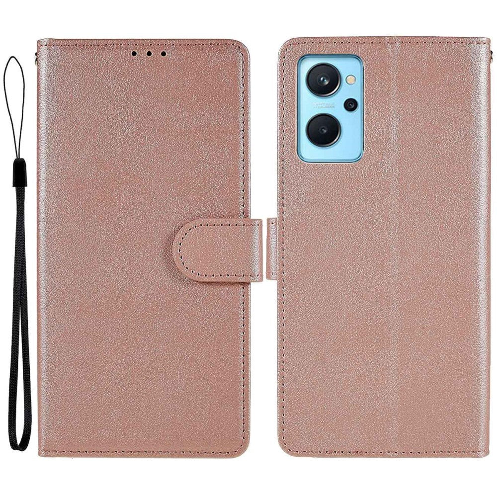 Oppo A76 / Realme 9i Læder Flip Cover m. Pung & Ståfunktion - Rose Gold