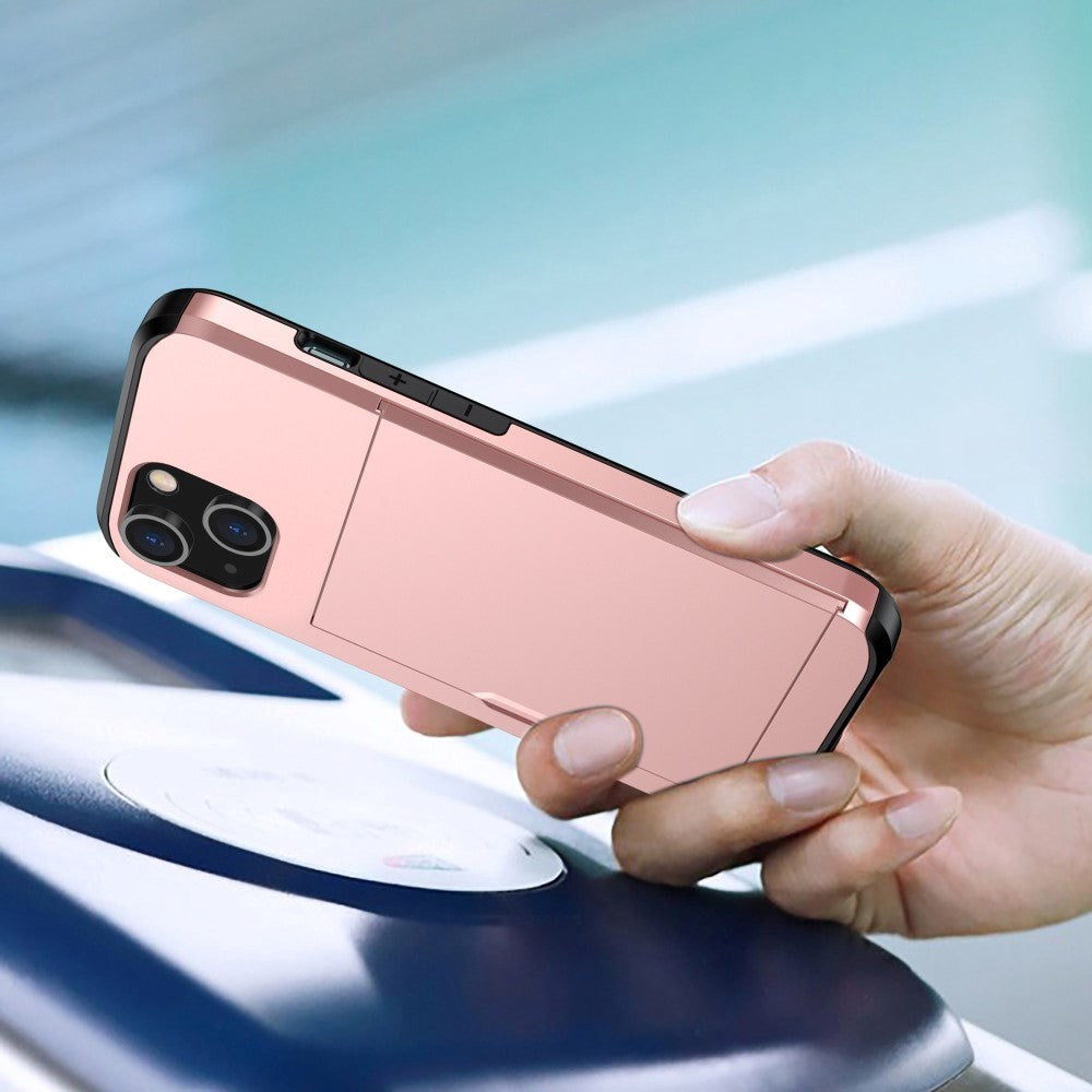 iPhone 14 Håndværker Cover m. Kortholder - Rose Gold