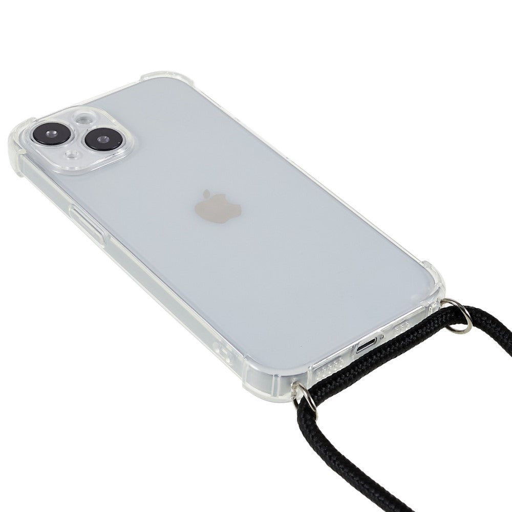 iPhone 14 Fleksibelt Plastik Bagside Cover m. Snor / Strop - Gennemsigtig