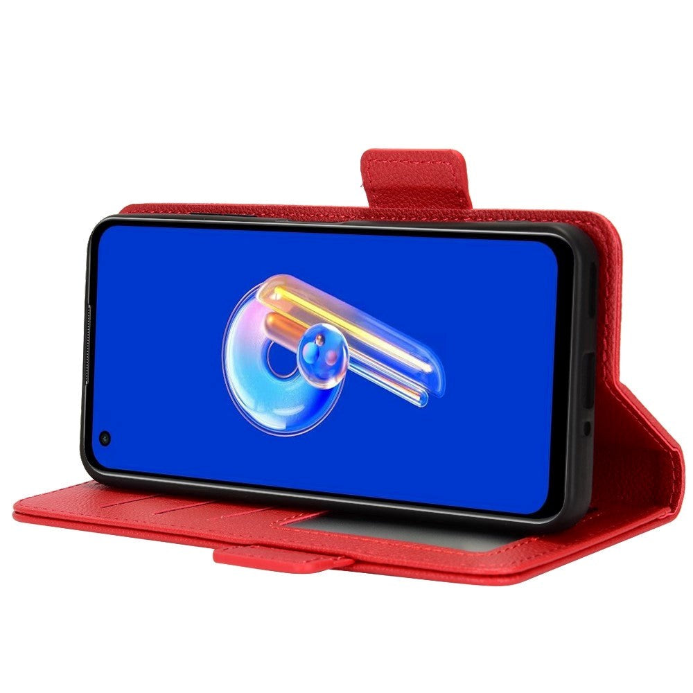 Asus Zenfone 10 / 9 Neutralt Læder Flip Cover m. Pung - Rød