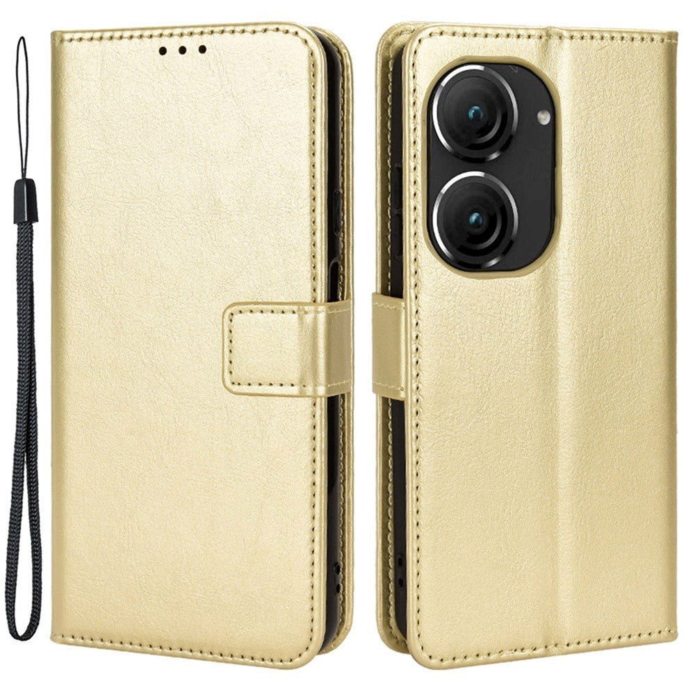 Asus Zenfone 10 / 9 Læder Flip Cover m. Pung og Ståfunktion - Guld