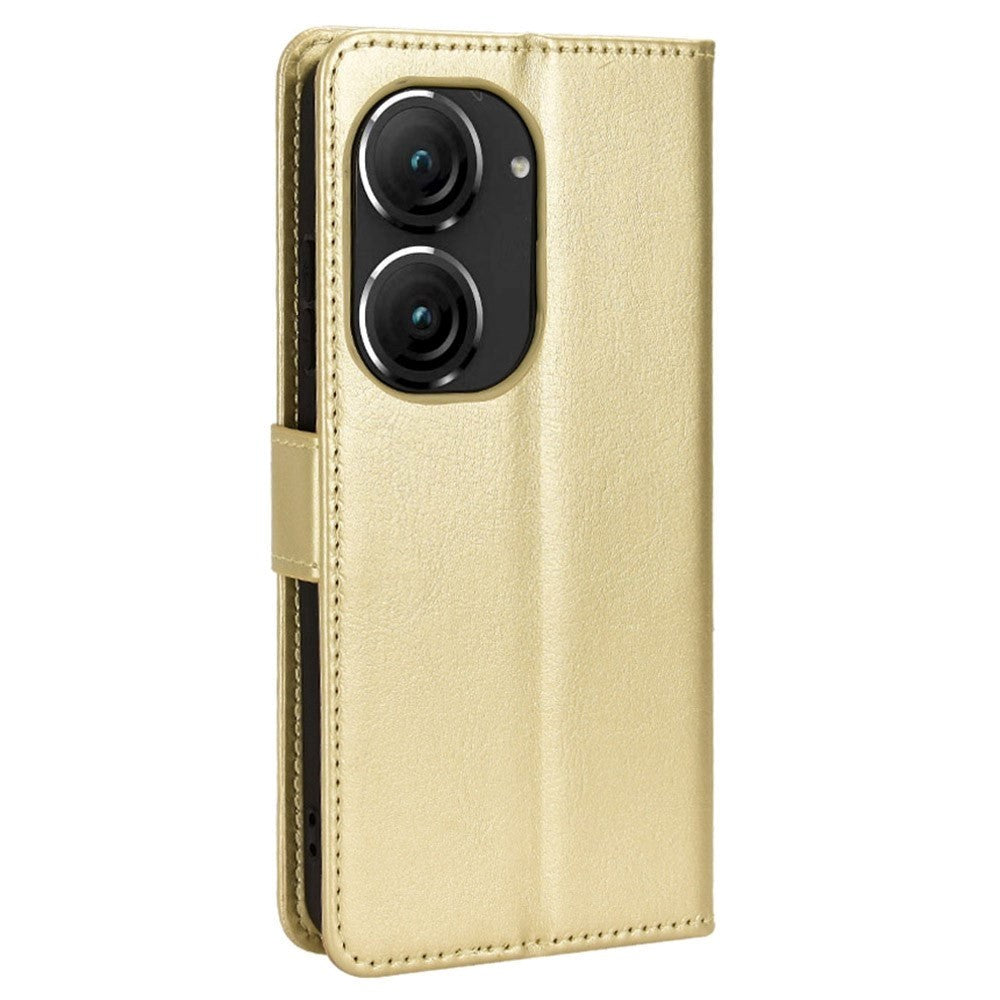 Asus Zenfone 10 / 9 Læder Flip Cover m. Pung og Ståfunktion - Guld