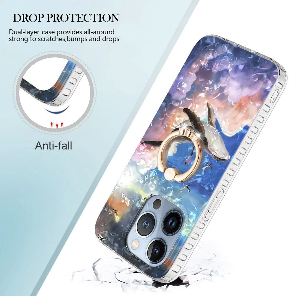 iPhone 14 Pro Fleksibel Plastik Cover m. Ring & Standerfunktion - Hval
