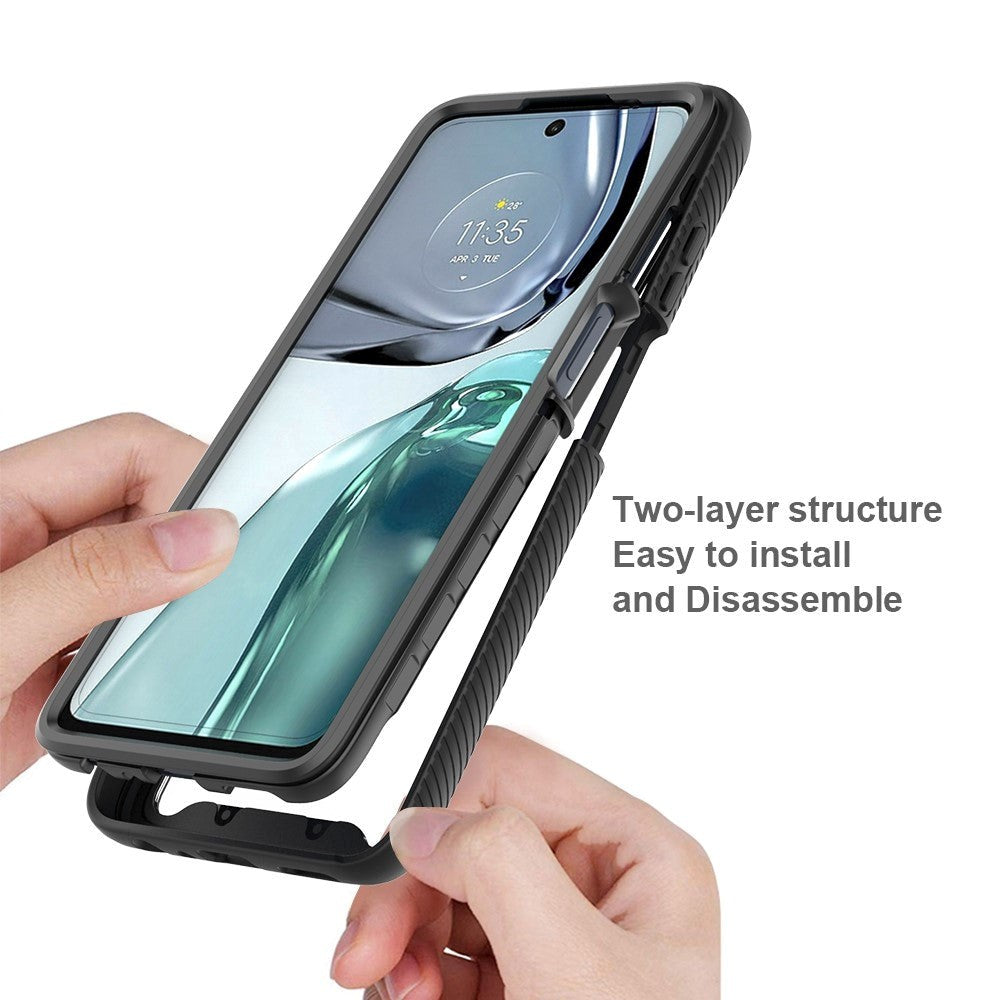 Motorola Moto G62 Håndværker Bagside Cover m. Gennemsigtig Bagside - Rød