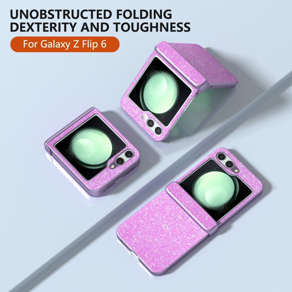 EIDERWOOD Samsung Galaxy Z Flip7 FE / Flip6 Læderbetrukket Glitrende Plastik Bagside Cover - Lilla