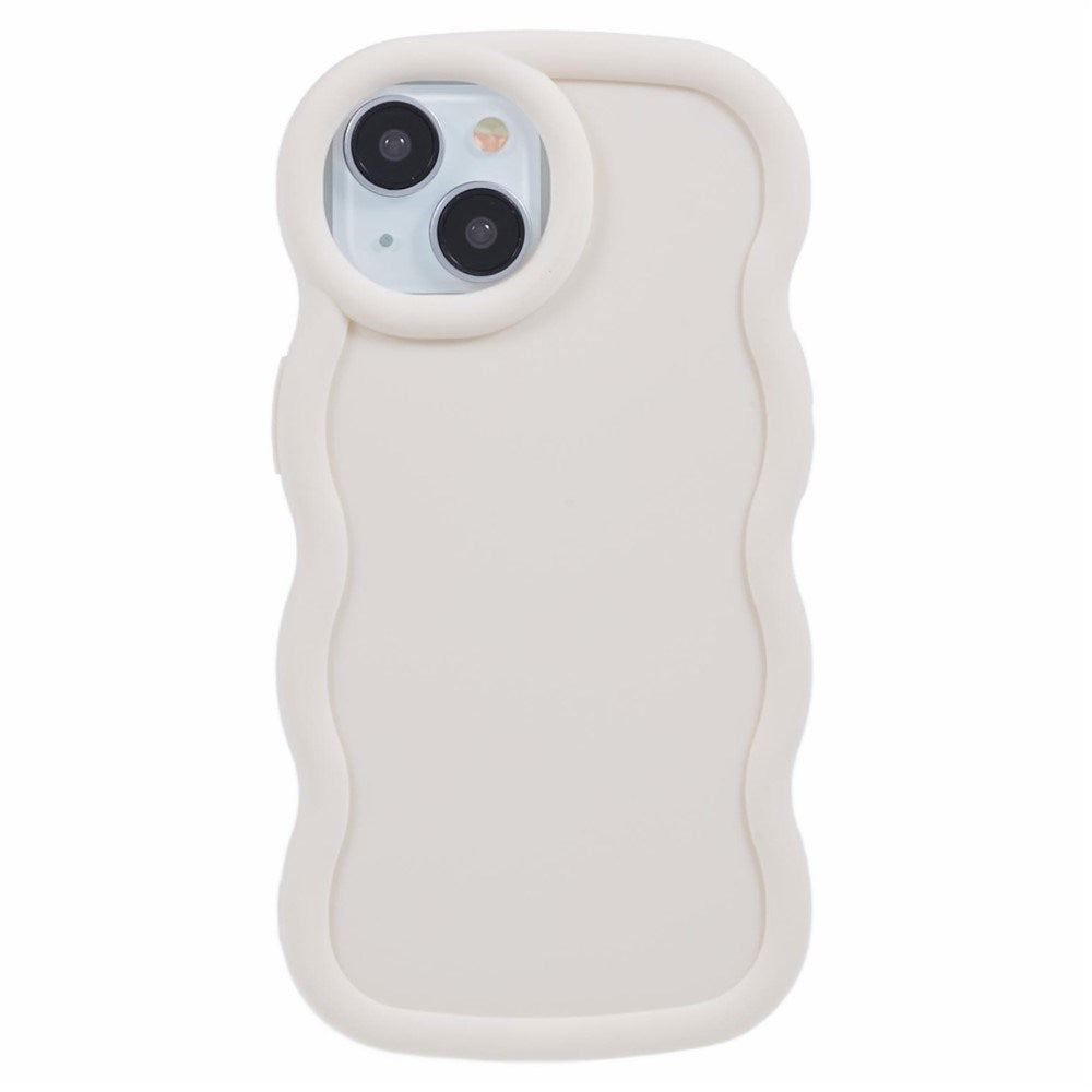 EIDERWOOD iPhone 15 Fleksibelt Plastik Wavy Mobil Cover - Hvid
