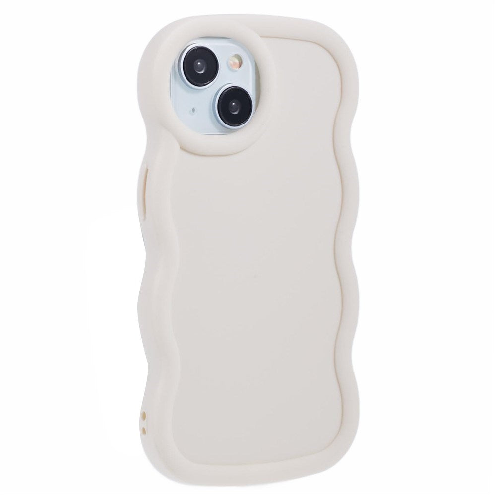 EIDERWOOD iPhone 15 Fleksibelt Plastik Wavy Mobil Cover - Hvid