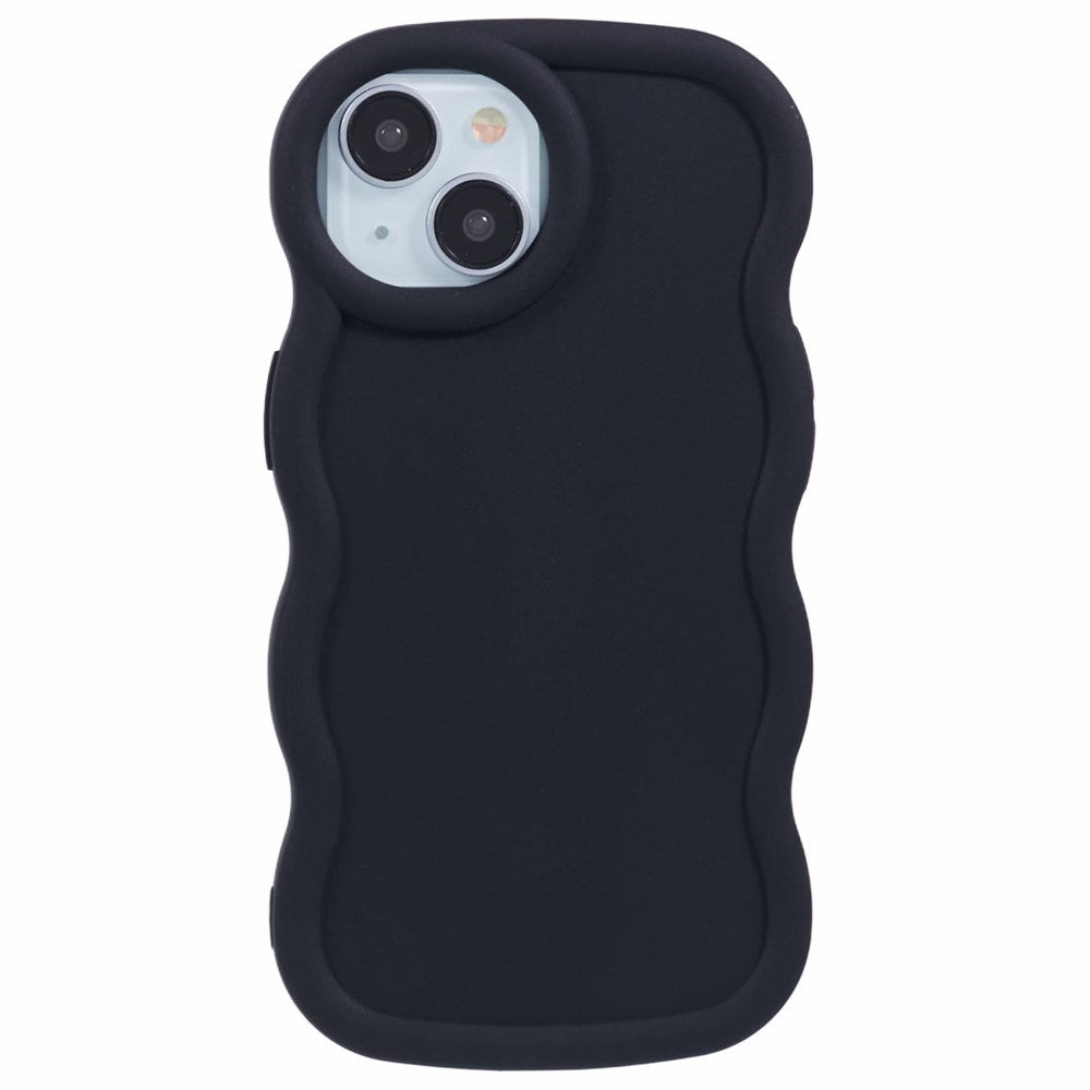 EIDERWOOD iPhone 15 Fleksibelt Plastik Wavy Mobil Cover - Sort
