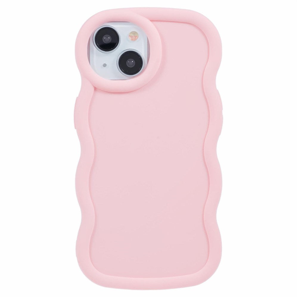 EIDERWOOD iPhone 15 Fleksibelt Plastik Wavy Mobil Cover - Lyserød