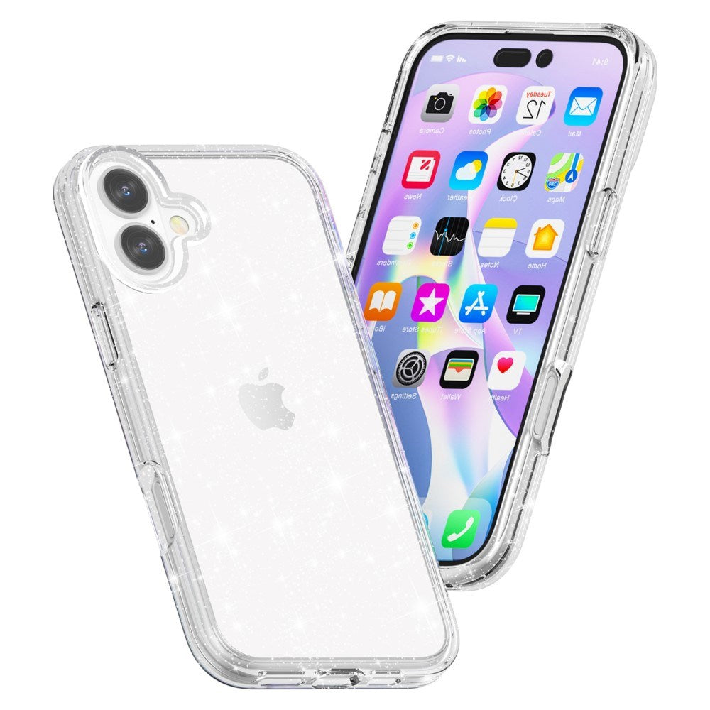 EIDERWOOD iPhone 16 Plus Hybrid Plastik Bagside Cover - Hvid Glitter
