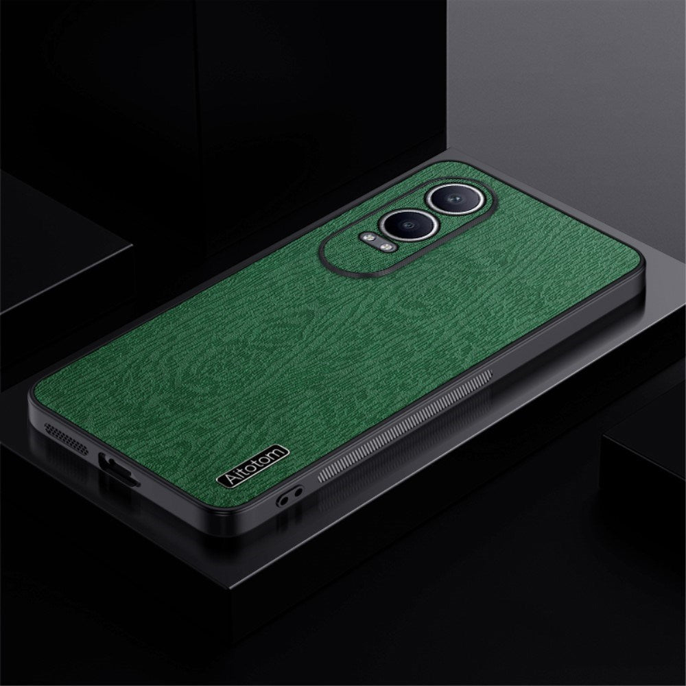 EIDERWOOD OnePlus Nord CE4 Lite (5G) Læderbetrukket Plastik Bagside Cover - Træ Tesktur - Grøn