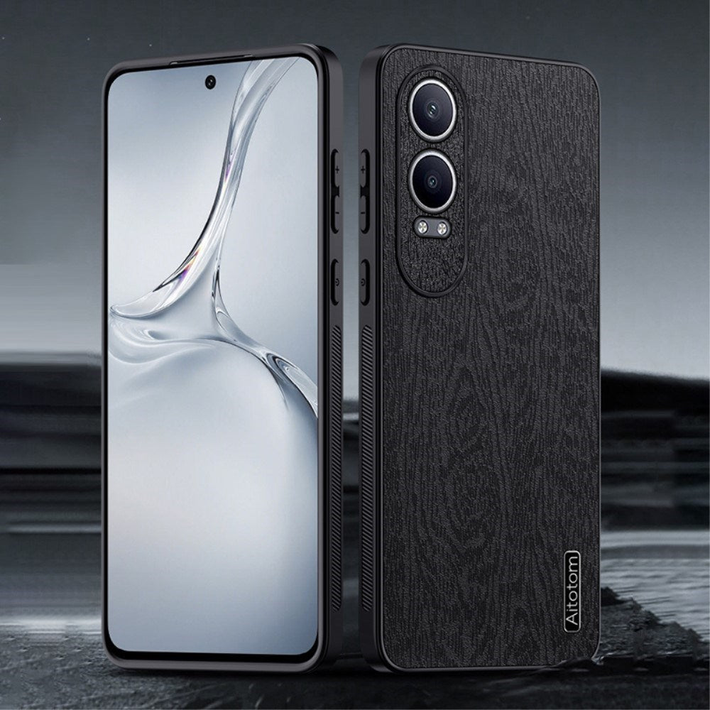 EIDERWOOD OnePlus Nord CE4 Lite (5G) Læderbetrukket Plastik Bagside Cover - Træ Tesktur - Grøn