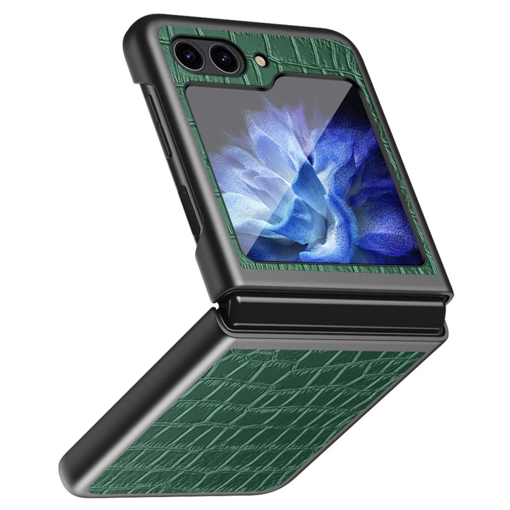 EIDERWOOD Samsung Galaxy Z Flip7 FE / Flip6 Læderbetrukket Plastik Bagside Cover m. Tekstur - Grøn