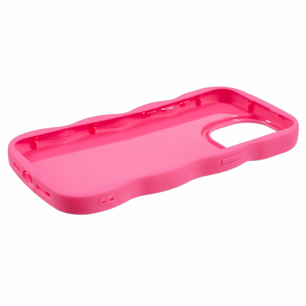 EIDERWOOD iPhone 15 Pro Fleksibelt Plastik Wavy Mobil Cover - Pink