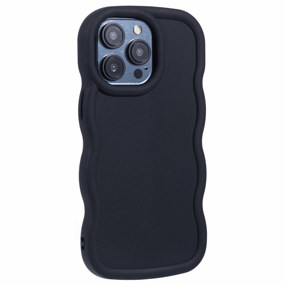 EIDERWOOD iPhone 15 Pro Fleksibelt Plastik Wavy Mobil Cover - Sort