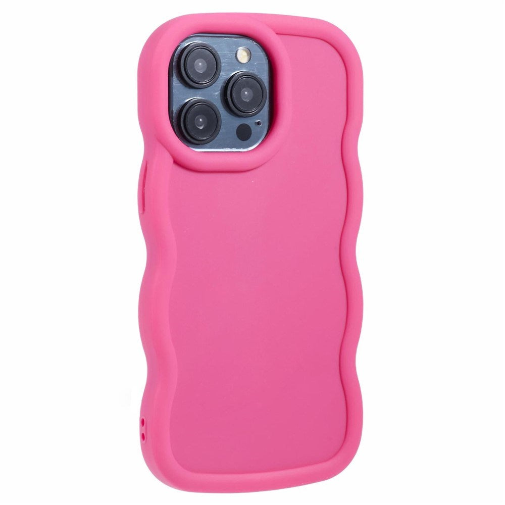 EIDERWOOD iPhone 12 / 12 Pro Fleksibelt Plastik Wavy Mobil Cover - Pink
