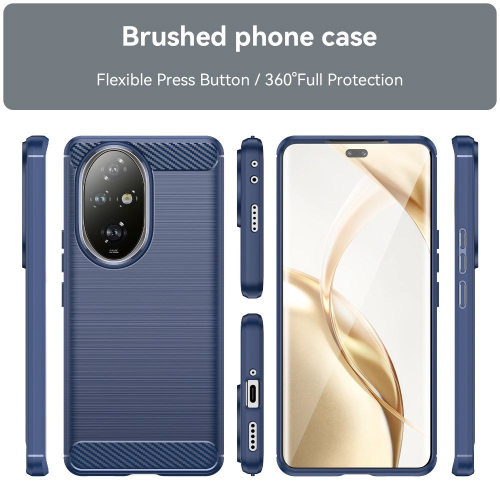Honor 200 Pro (5G) - EIDERWOOD Brushed Carbon Fiber Fleksibelt Plastik Cover - Blå