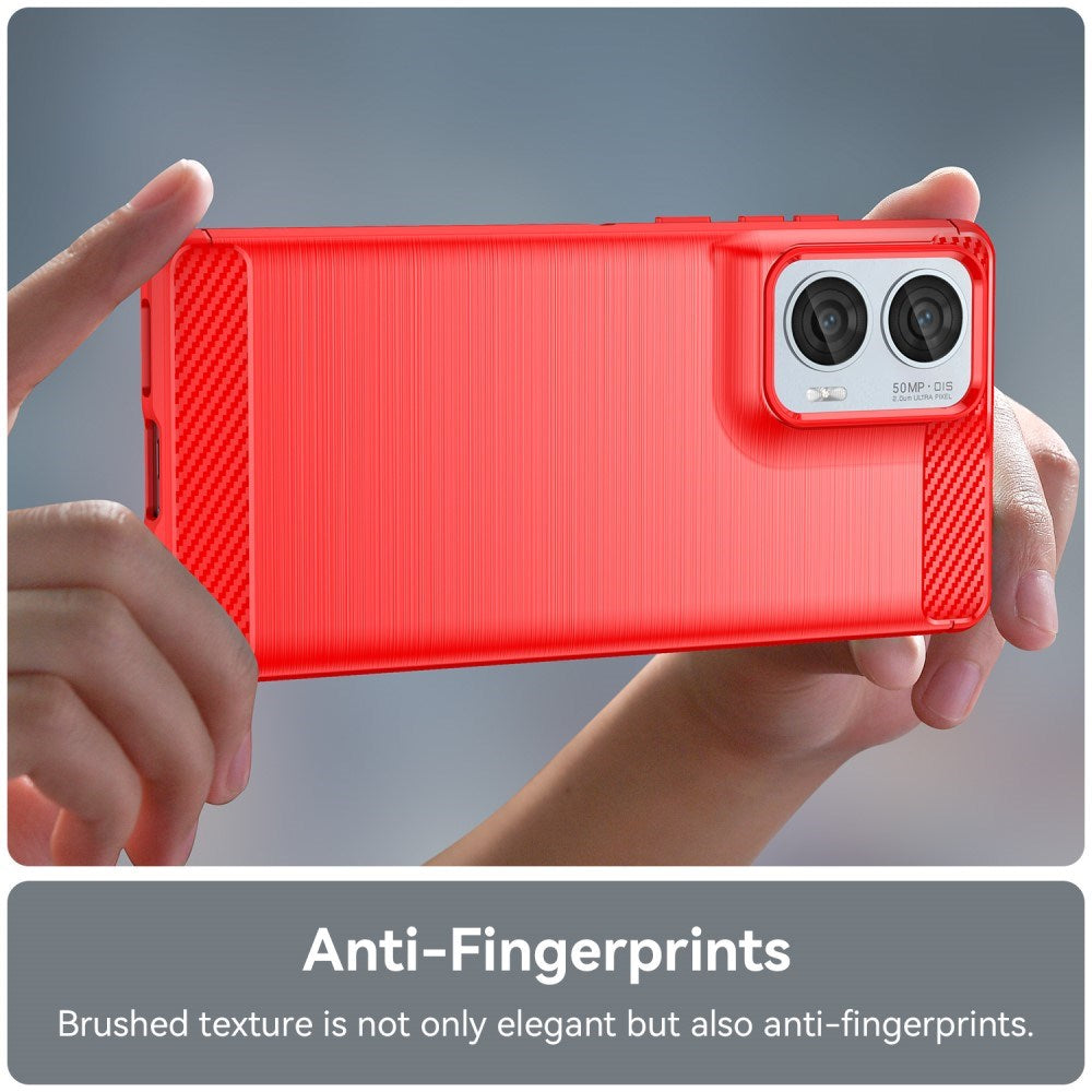 EIDERWOOD Motorola Edge 50 Fusion Brushed Carbon Bagside Cover - Rød