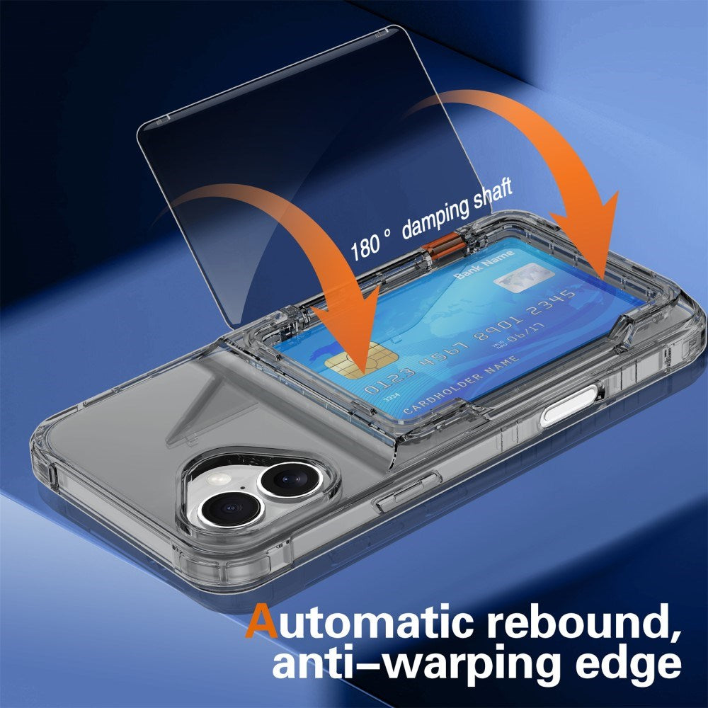 EIDERWOOD iPhone 16 Plus Hybrid Plastik Bagside Cover m. Kortholder - Gennemsigtig Sort