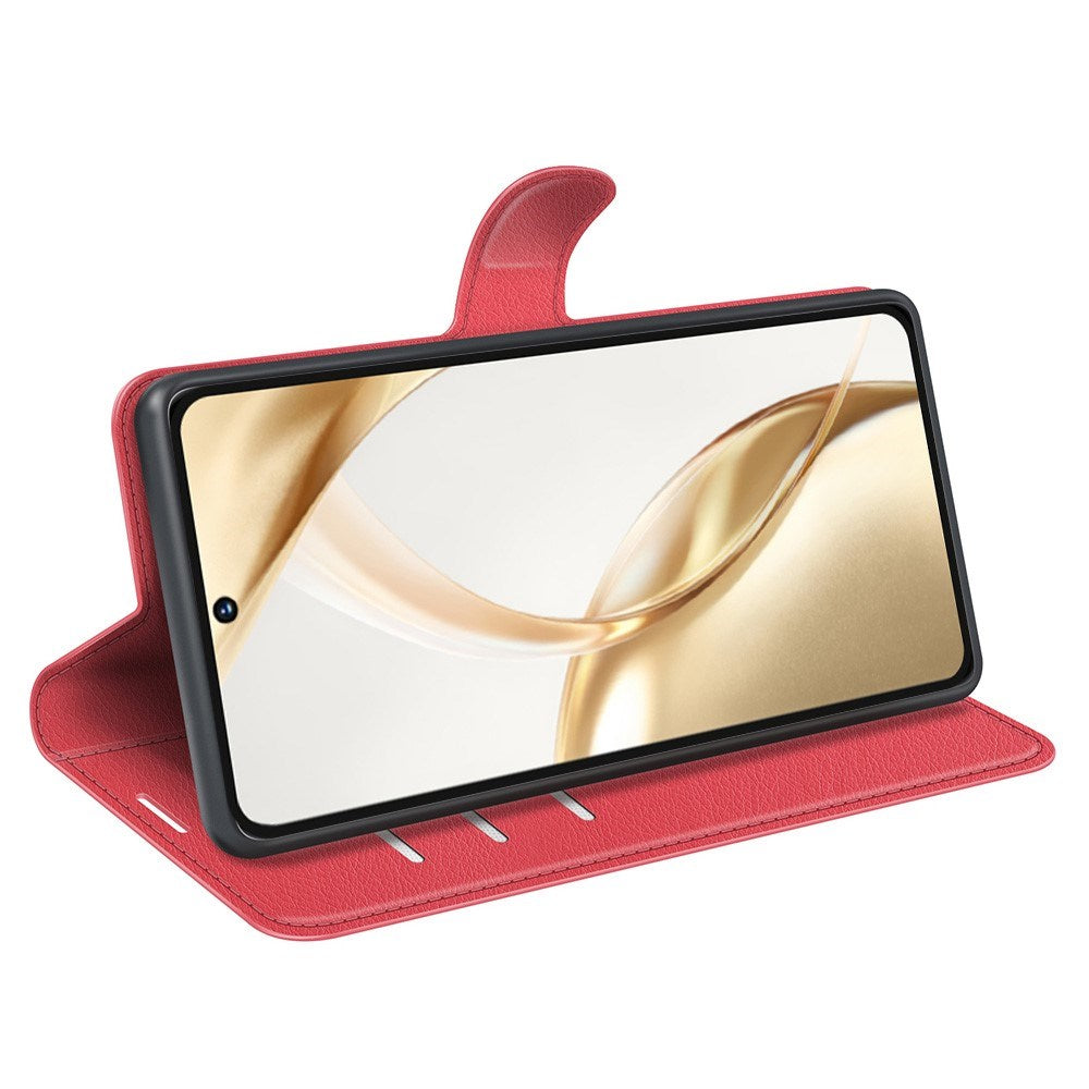 EIDERWOOD Honor 200 5G Folio Cover – Kunstlæder Wallet Case med Litchi Tekstur - Rød