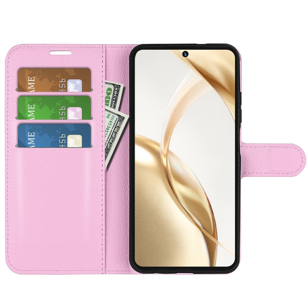 EIDERWOOD Honor 200 5G Folio Cover – Kunstlæder Wallet Case med Litchi Tekstur - Pink