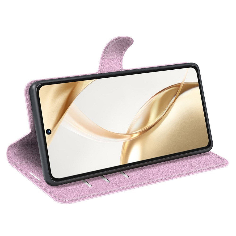 EIDERWOOD Honor 200 5G Folio Cover – Kunstlæder Wallet Case med Litchi Tekstur - Pink