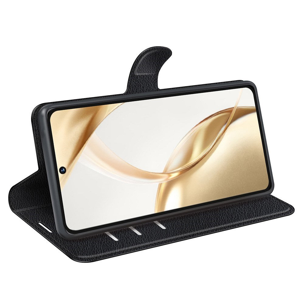 EIDERWOOD Honor 200 5G Folio Cover – Kunstlæder Wallet Case med Litchi Tekstur - Sort