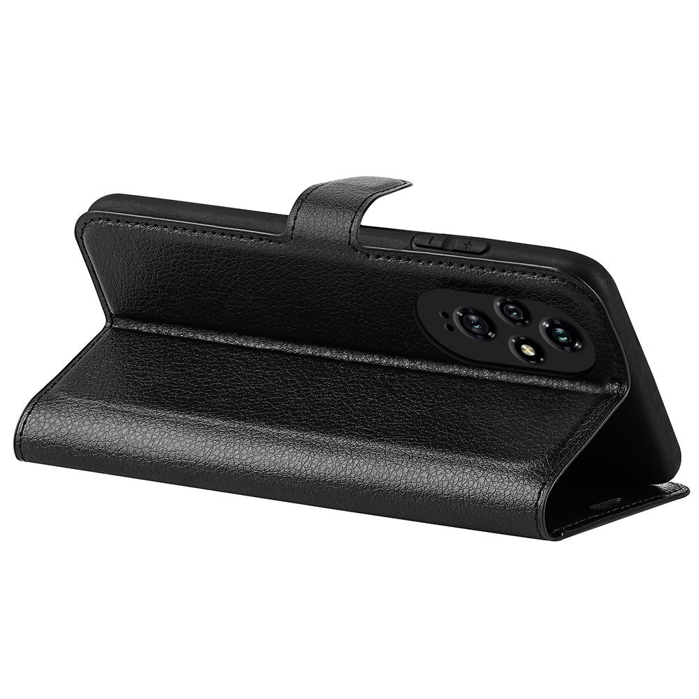 EIDERWOOD Honor 200 5G Folio Cover – Kunstlæder Wallet Case med Litchi Tekstur - Sort