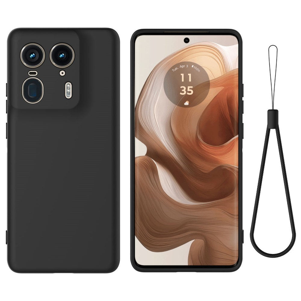 EIDERWOOD Motorola Edge 50 Ultra Liquid Silikone Bagside Cover m. Strop - Sort