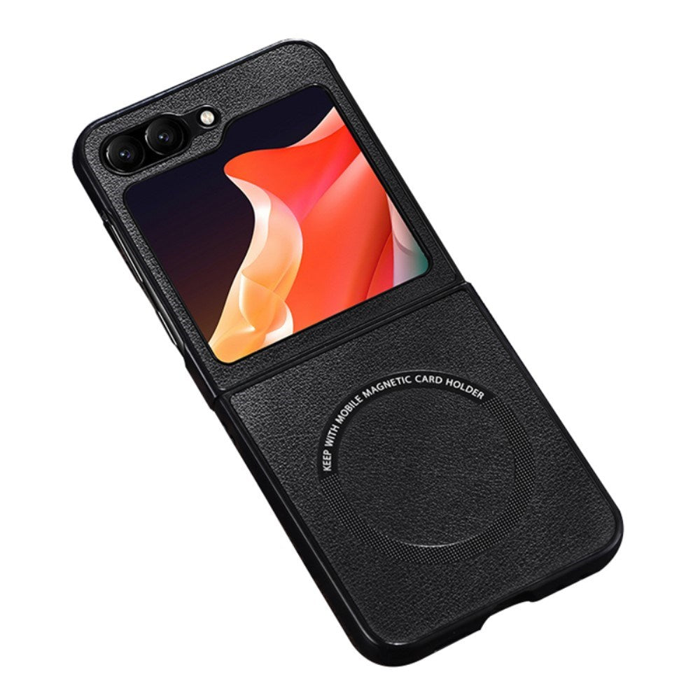 EIDERWOOD Samsung Galaxy Z Flip7 FE / Flip6 Læderbetrukket Plastik Bagside Cover - MagSafe Kompatibel - Sort