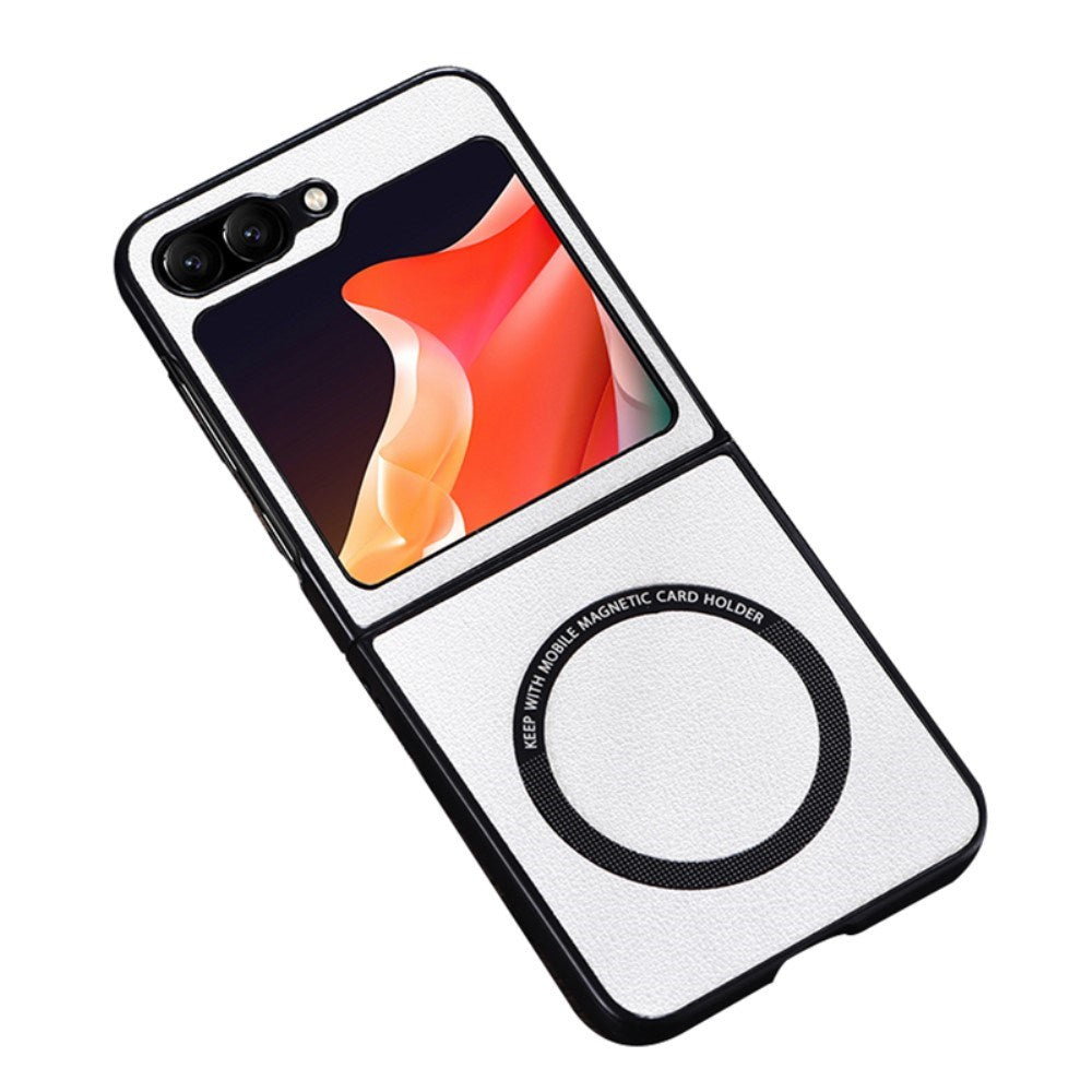 EIDERWOOD Samsung Galaxy Z Flip7 FE / Flip6 Læderbetrukket Plastik Bagside Cover - MagSafe Kompatibel - Hvid