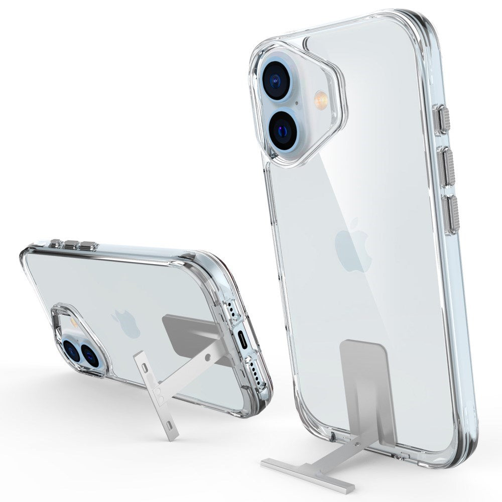 EIDERWOOD iPhone 16 Plus Hybrid Plastik Bagside Cover m. Kickstand - Gennemsigtig / Sølv