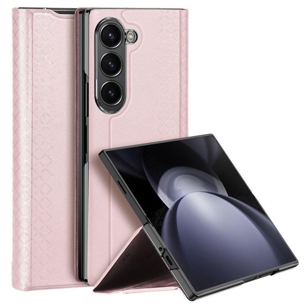 Samsung Galaxy Z Fold6 DUX DUCIS Bril Series Læder Flip Cover - Pink