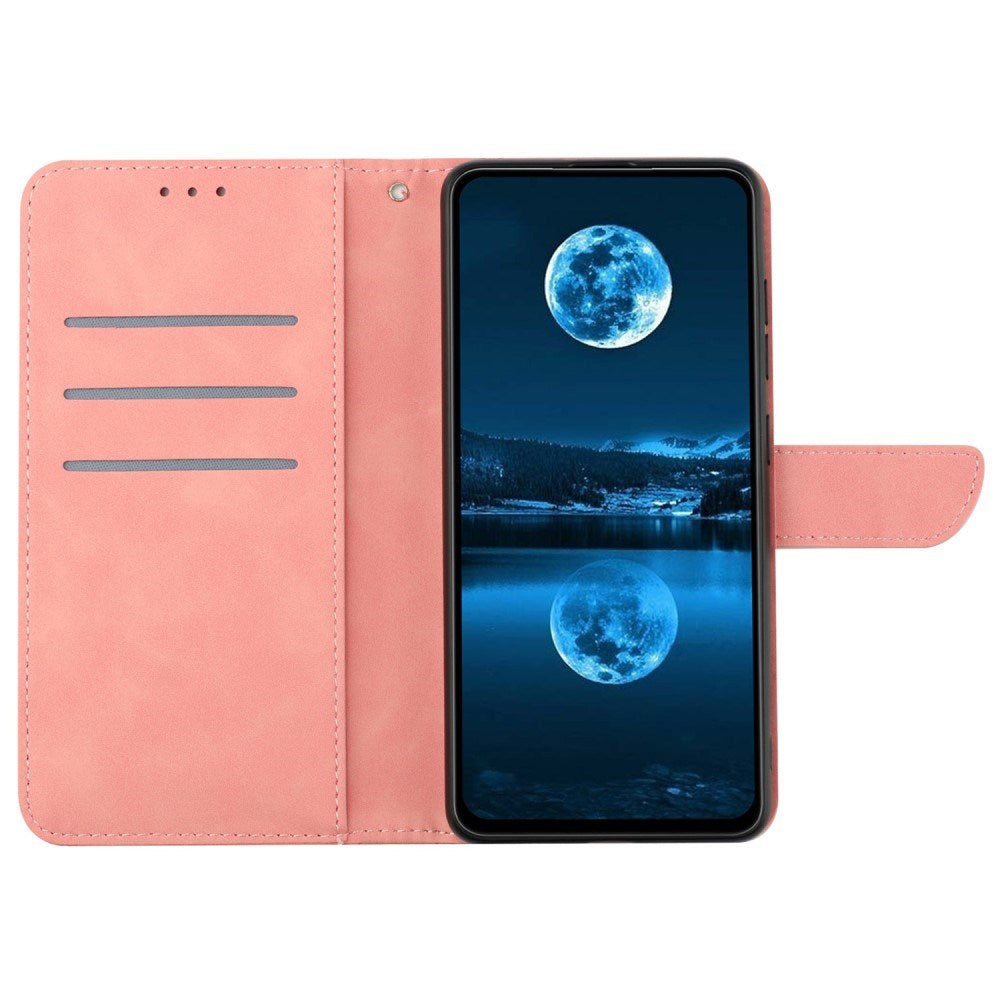 EIDERWOOD Samsung Galaxy S24 FE Mønstret Læder Flip Cover m. Pung & Strop - Lyserød