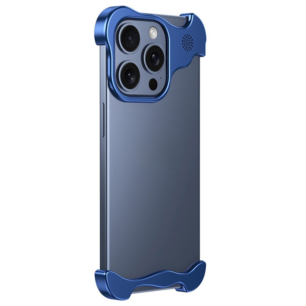 iPhone 15 Pro 2-i-1 Metal Bumper Cover - Blå