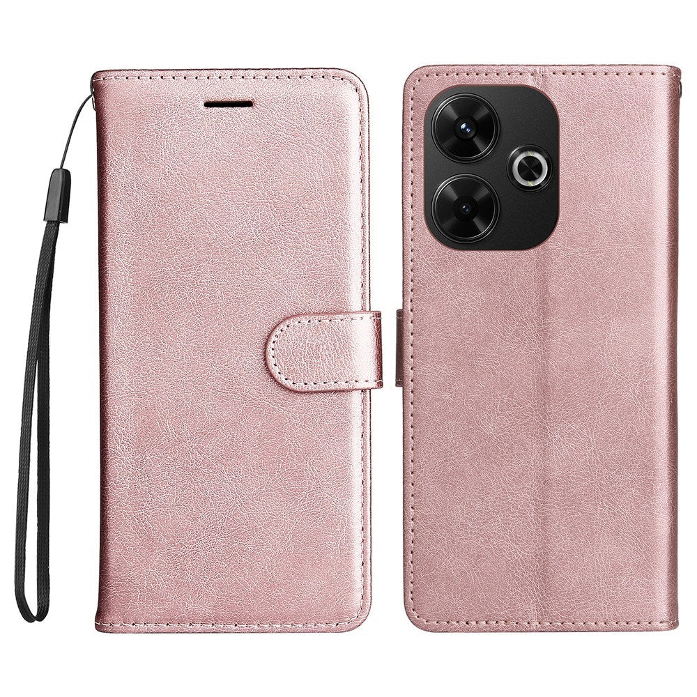 EIDERWOOD Xiaomi Redmi 13 Kunstlæder Flip Cover m. Pung og Strop - Rose Gold