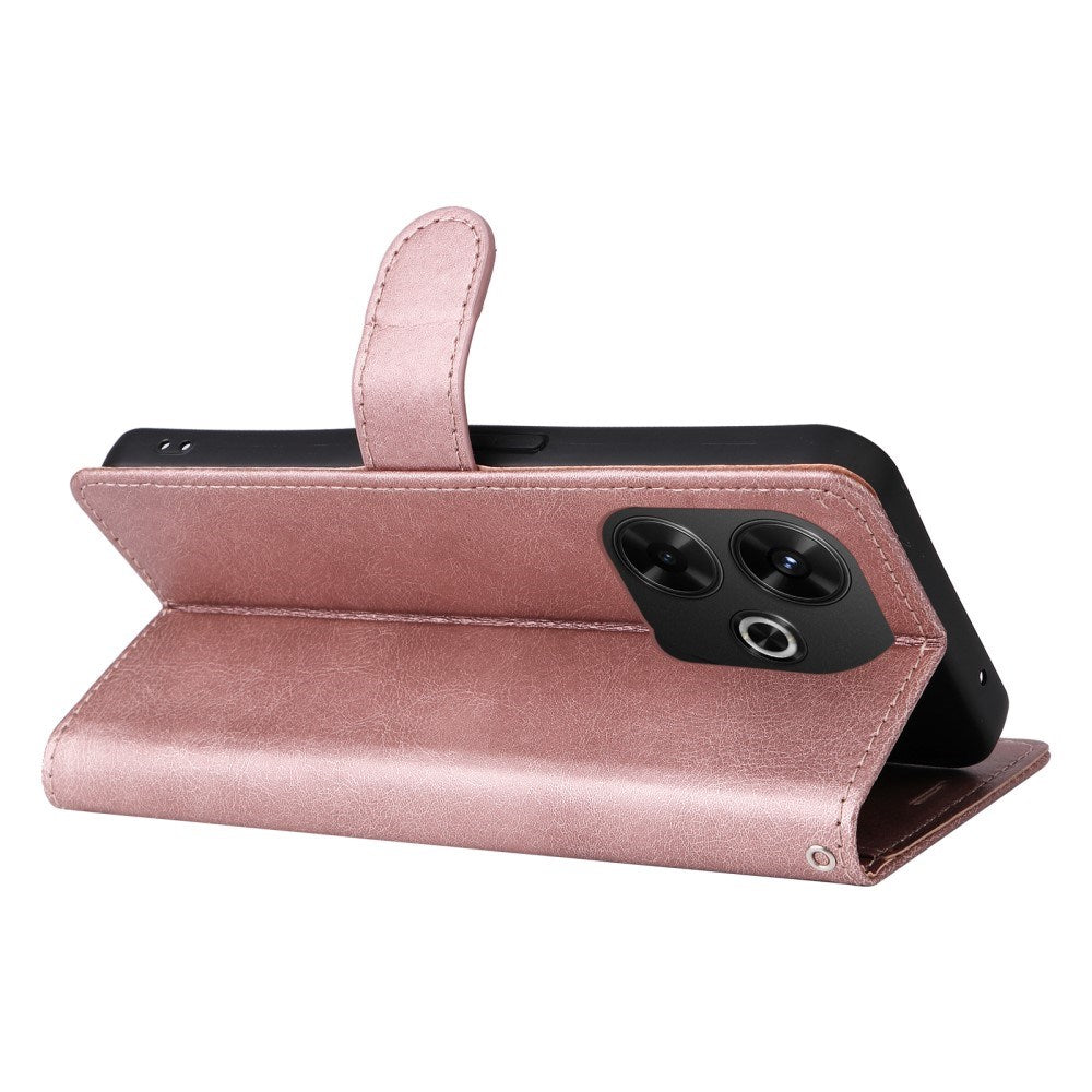 EIDERWOOD Xiaomi Redmi 13 Kunstlæder Flip Cover m. Pung og Strop - Rose Gold
