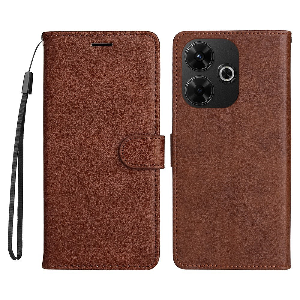 EIDERWOOD Xiaomi Redmi 13 Kunstlæder Flip Cover m. Pung og Strop - Brun