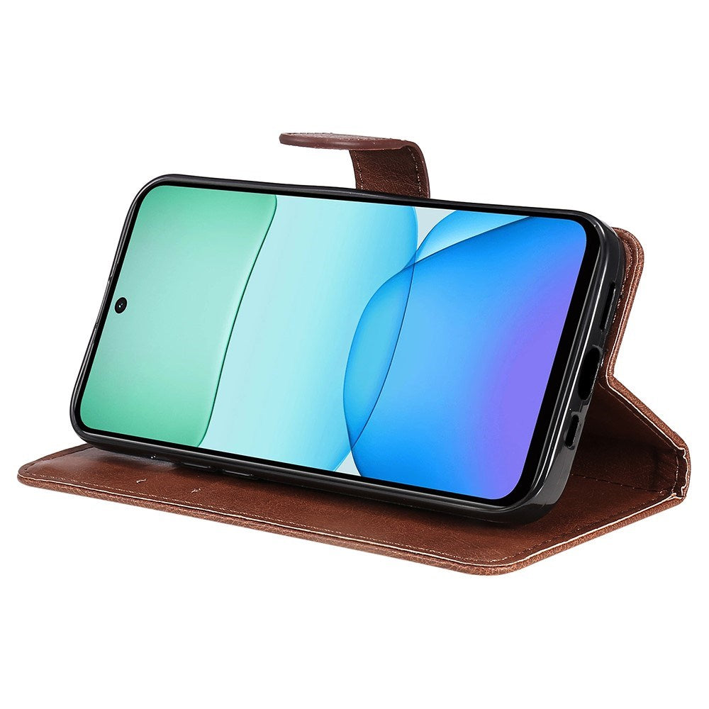 EIDERWOOD Xiaomi Redmi 13 Kunstlæder Flip Cover m. Pung og Strop - Brun