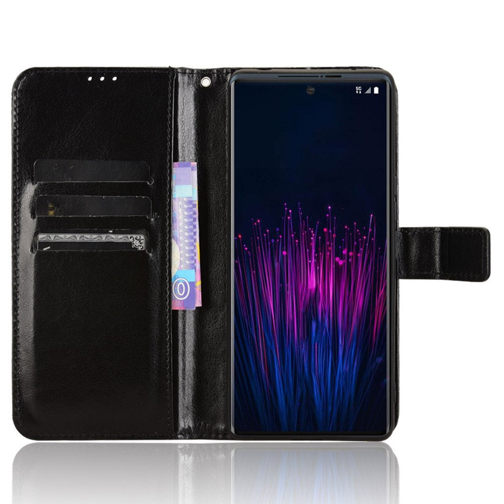 HTC U24 Pro (5G) - EIDERWOOD Blankt Læder Cover m. Pung & Strop - Sort
