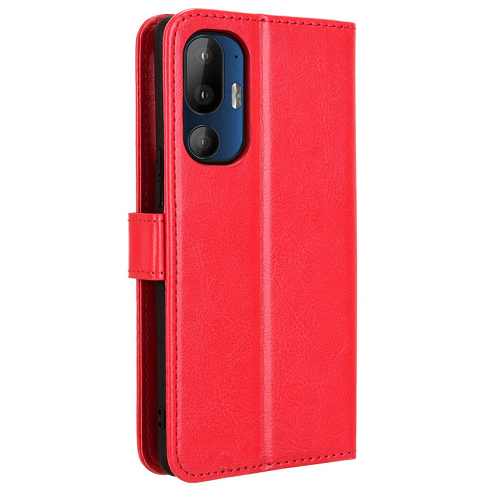 HTC U24 Pro (5G) - EIDERWOOD Blankt Læder Cover m. Pung & Strop - Rød