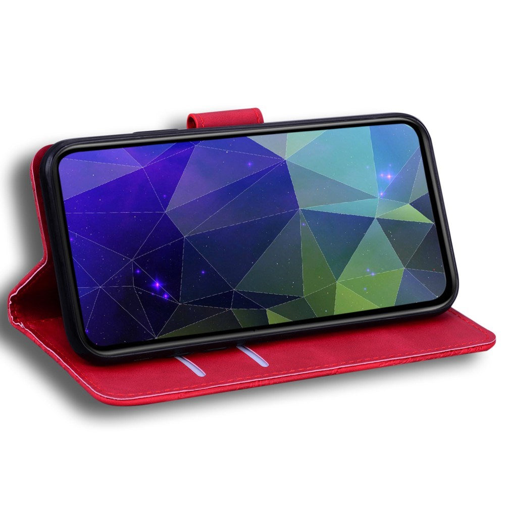 EIDERWOOD Motorola Moto E14 (4G) / G04s (4G) Kunst Læder Flip Case m. Ståfunktion & Kortholder - Rød