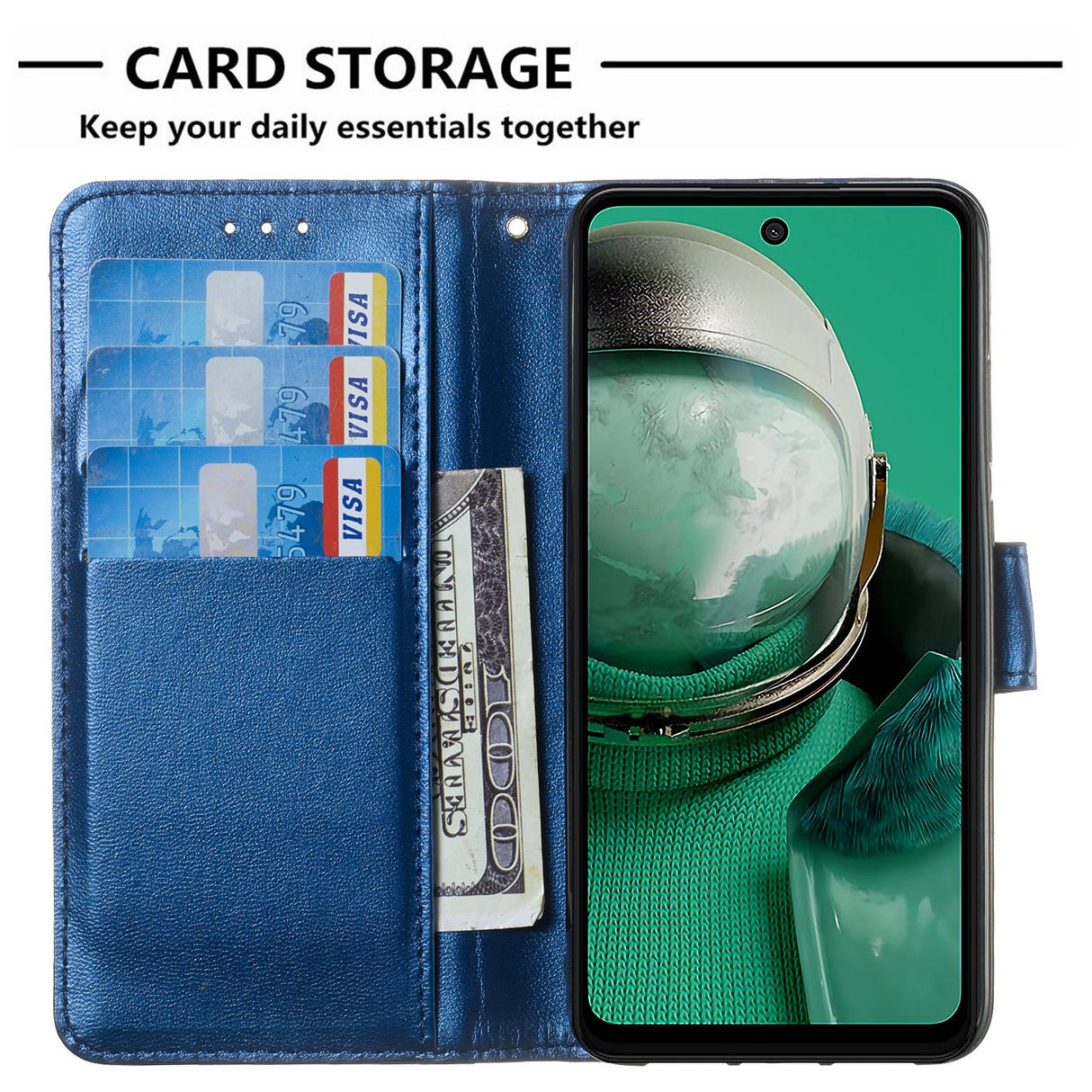 HMD Pulse/Pro/Plus - EIDERWOOD Læder Cover m. Pung & Strop - Blå