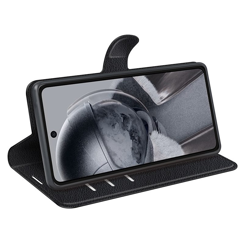 HMD Pulse/Pro/Plus - EIDERWOOD Vegansk Læder Flip Cover m. Kortholder & Ståfunktion - Sort