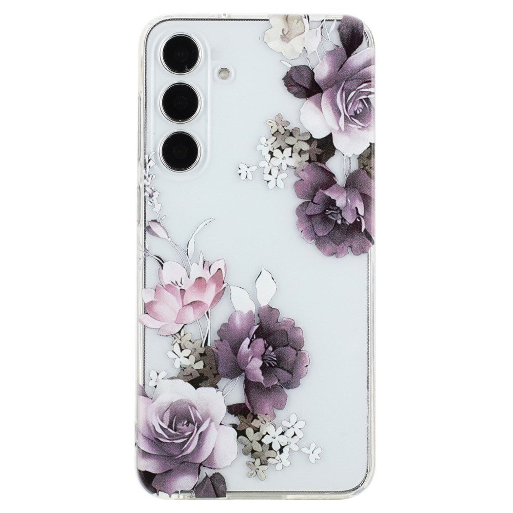 EIDERWOOD Samsung Galaxy S24 FE Fleksibelt Plast Bagside Cover m. Motiv - Gennemsigtig / Pæoner Blomster