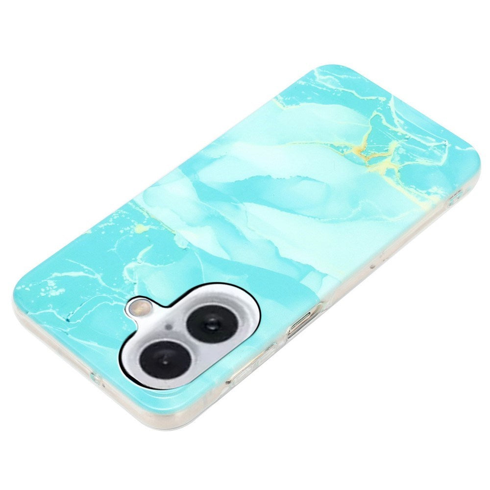 EIDERWOOD iPhone 16 Plus Fleksibelt Plastik Bagside Cover m. Marmor Design - Blå