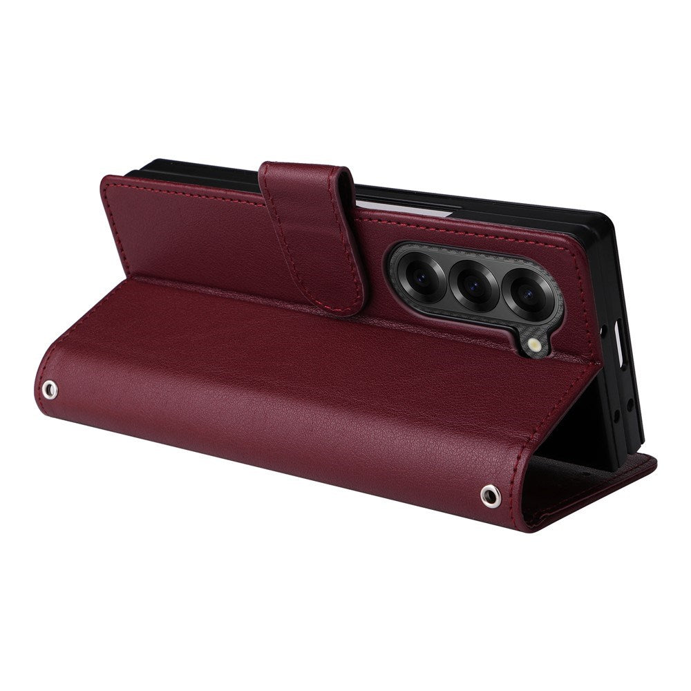 Samsung Galaxy Z Fold6 - EIDERWOOD Kunstlæder Flip Cover - Mørkerød