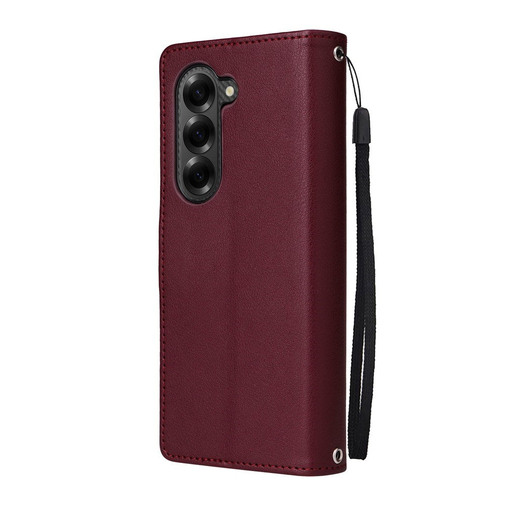 Samsung Galaxy Z Fold6 - EIDERWOOD Kunstlæder Flip Cover - Mørkerød