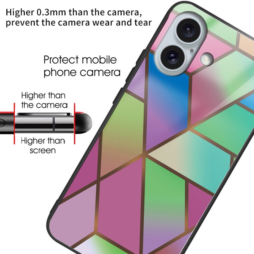 EIDERWOOD iPhone 16 Plastik Bagside Cover m. Glasbagside - Farverig Geometri